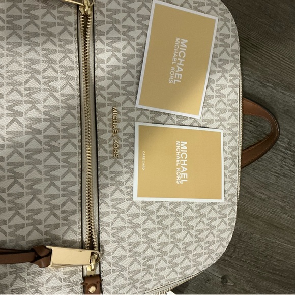 Michael Kors Cream and Brown Backpack
